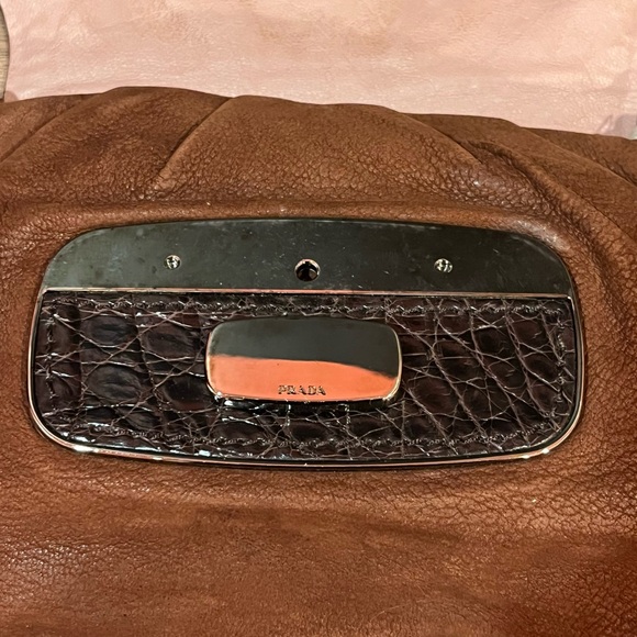 Prada Antique Leather Shoulder Bag with Rhinestone Detail - Picture 7 of 16